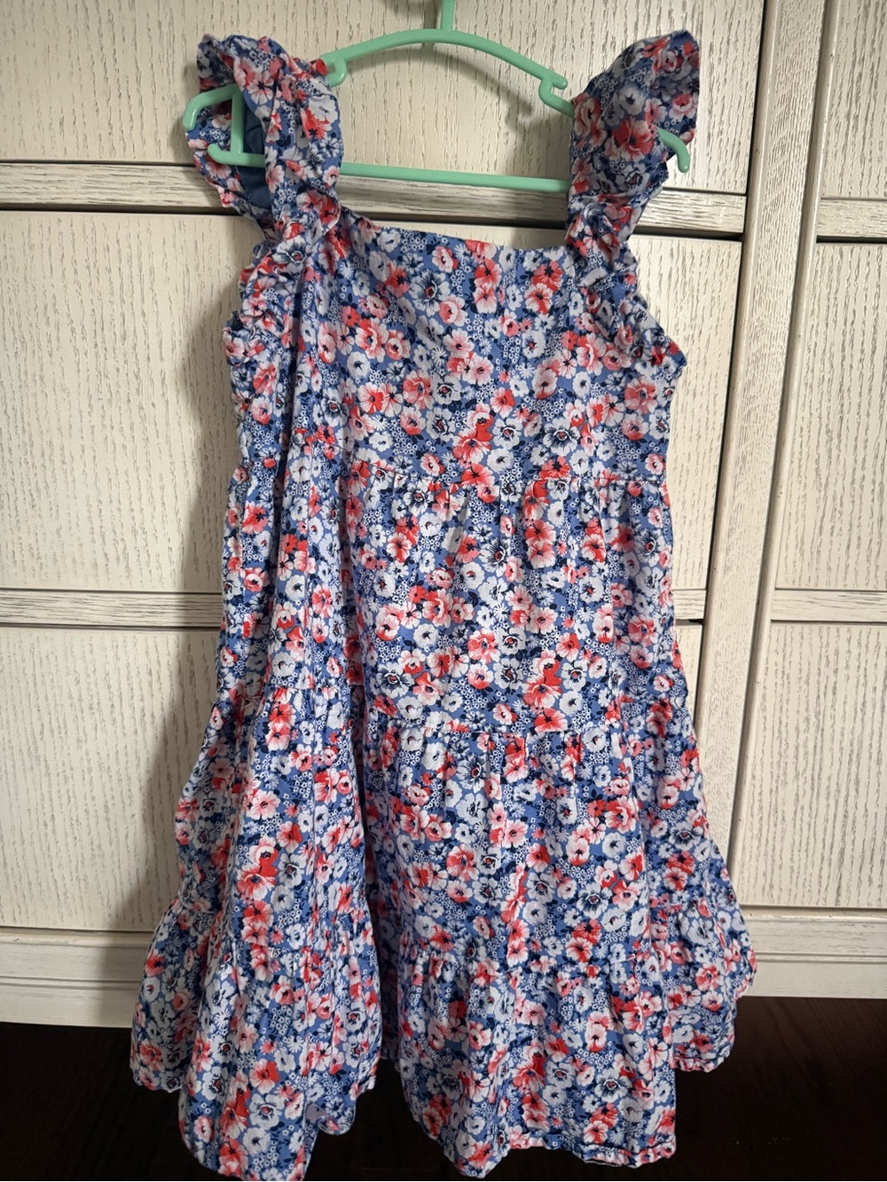 Janie and Jack Blue Floral Tiered Sundress with Pink Accents